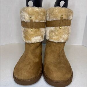 G by Guess Brown Ankle Boots with Fur Trim Size 10